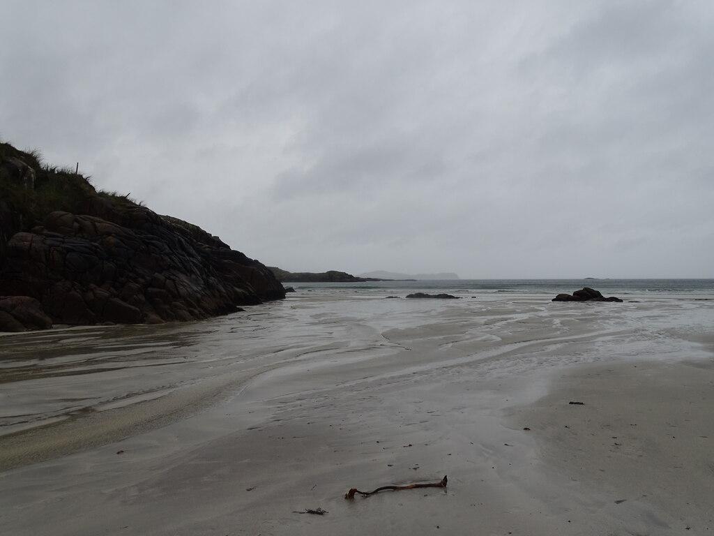 Rugged Atlantic coastline near Donegal Airport at Carrickfinn on overcast day